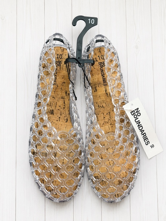 No Boundaries Shoes - No Boundaries Clear Jelly Lattice Ballet Flats Women's 10